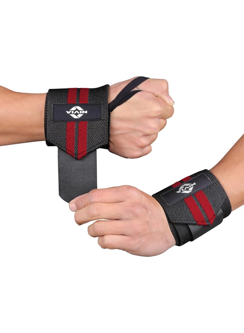 Nivia Weight Lifting Wrist Wraps with Thumb Loop (Red) – Adjustable Gym Wrist Support Straps for Men & Women, Compression Wrist Bands for Strength Training, CrossFit, Powerlifting & Workout - Image 1